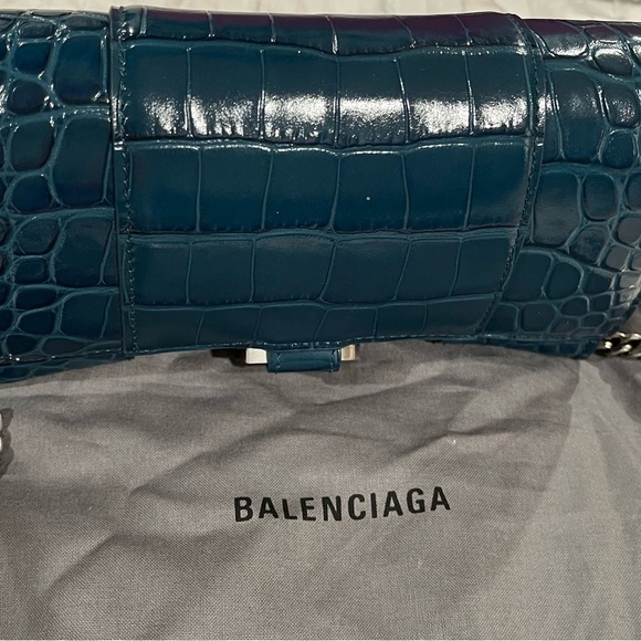 Balenciaga Hourglass Wallet on Chain - Blue Leather  Croc - Picture 4 of 10